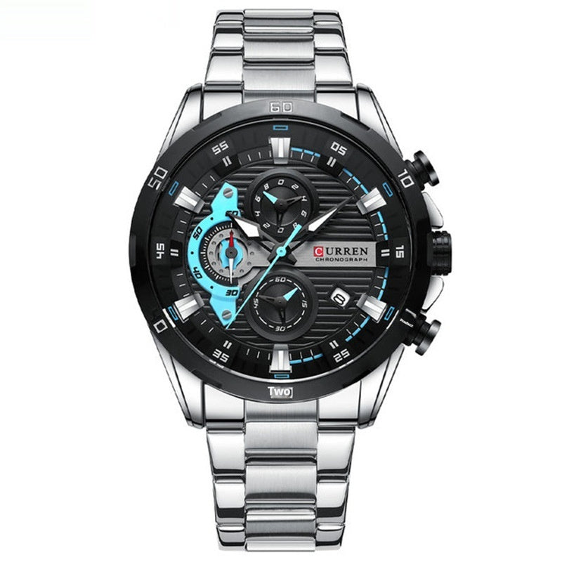 Mens Six-Hand Steel-Strap Motorcycle Watch - Zentrova Mens Six-Hand Steel-Strap Motorcycle Watch - Zentrova
