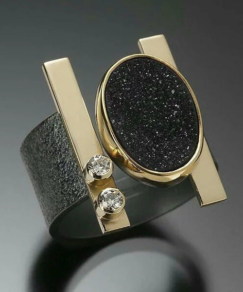 Irregular Two Tone Ring For Men - Zentrova Irregular Two Tone Ring For Men - Zentrova