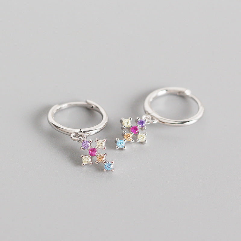 French Cross With Diamonds And Gold Stud Earrings - Zentrova French Cross With Diamonds And Gold Stud Earrings - Zentrova