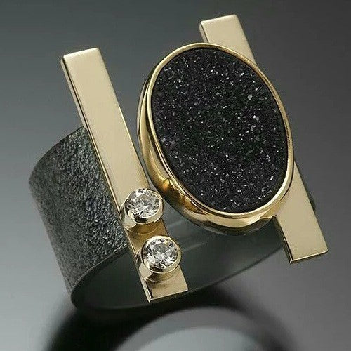 Irregular Two Tone Ring For Men - Zentrova Irregular Two Tone Ring For Men - Zentrova