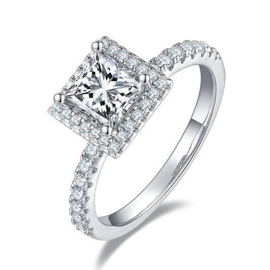 Square Moissanite Set With Top-quality Moissanite Luxury And Fashionable Light Luxury Jewelry Silver Ring S925 Silver Electroplated With Platinum - Zentrova Square Moissanite Set With Top-quality Moissanite Luxury And Fashionable Light Luxury Jewelry Silver Ring S925 Silver Electroplated With Platinum - Zentrova