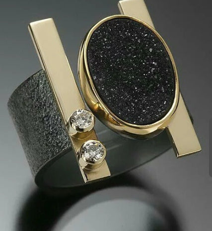 Irregular Two Tone Ring For Men - Zentrova Irregular Two Tone Ring For Men - Zentrova