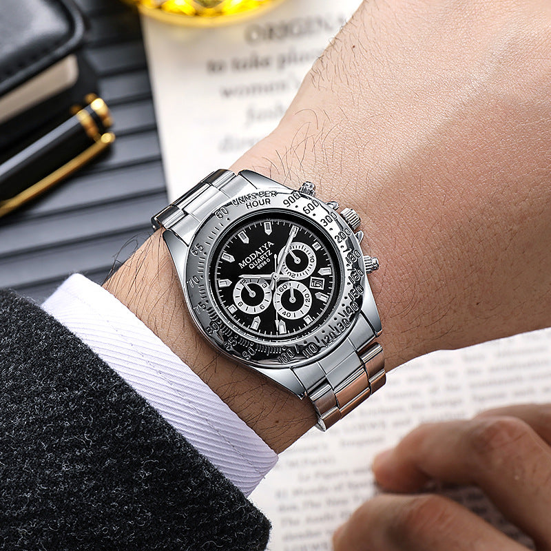 Silicone Steel Band Calendar Watch For Men Quartz Timepiece - Zentrova Silicone Steel Band Calendar Watch For Men Quartz Timepiece - Zentrova