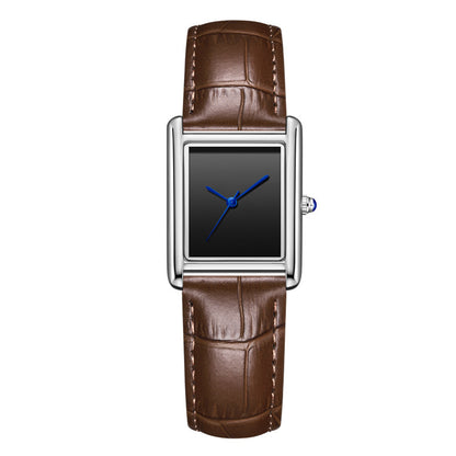 Couple Leather Watch Strap Simple Square Student's Watch Waterproof - Zentrova
