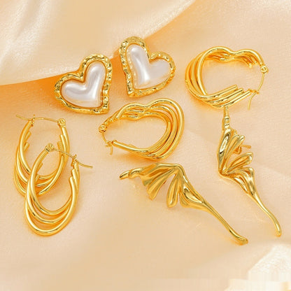 Love Butterfly Multi-layer Line Irregular Ear Studs - Zentrova