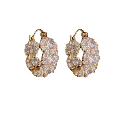 Stylish Zircon Round Hoop Earrings For Women - Zentrova