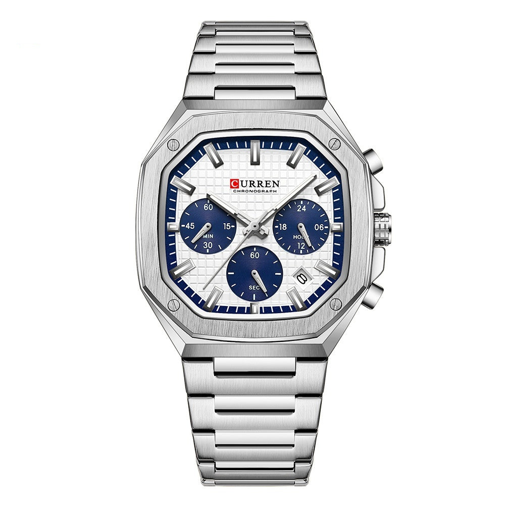 Men's Six-pin Calendar Business Steel Belt Watch - Zentrova