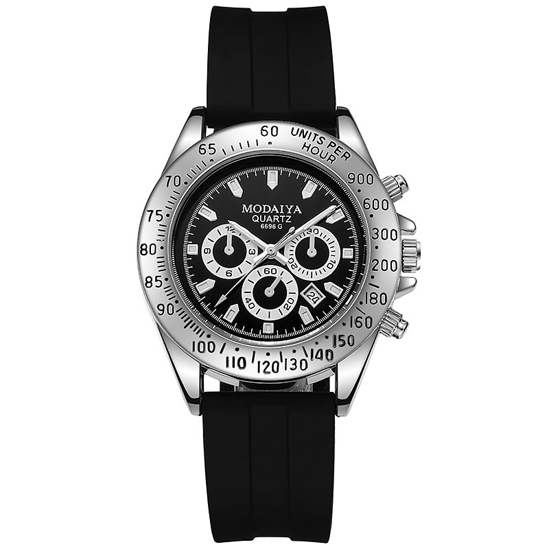 Silicone Steel Band Calendar Watch For Men Quartz Timepiece - Zentrova