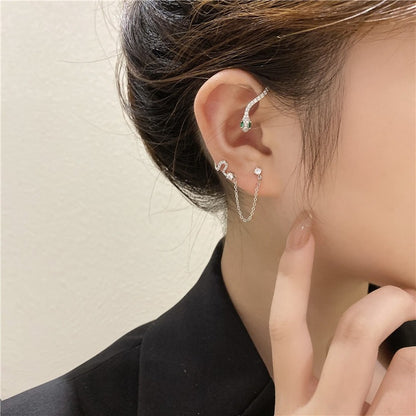 Sterling Silver Needle Snake-shaped Ear Hanging High-grade Integrated Ear Clip - Zentrova