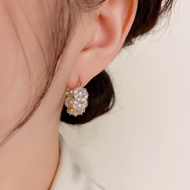 Stylish Zircon Round Hoop Earrings For Women - Zentrova