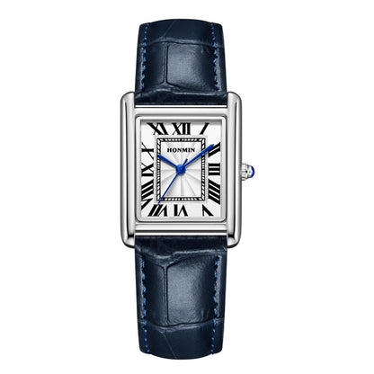 Couple Leather Watch Strap Simple Square Student's Watch Waterproof - Zentrova