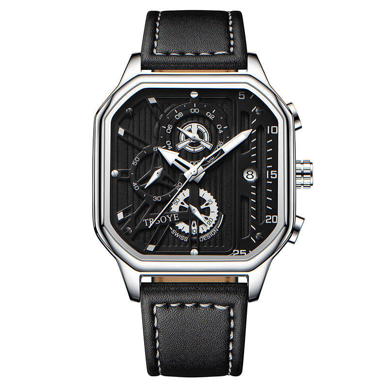Men's Fashion Hollowed-out Waterproof Luminous Square Watch - Zentrova