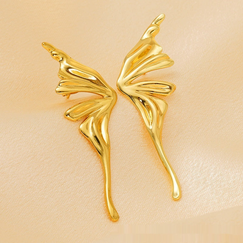 Love Butterfly Multi-layer Line Irregular Ear Studs - Zentrova