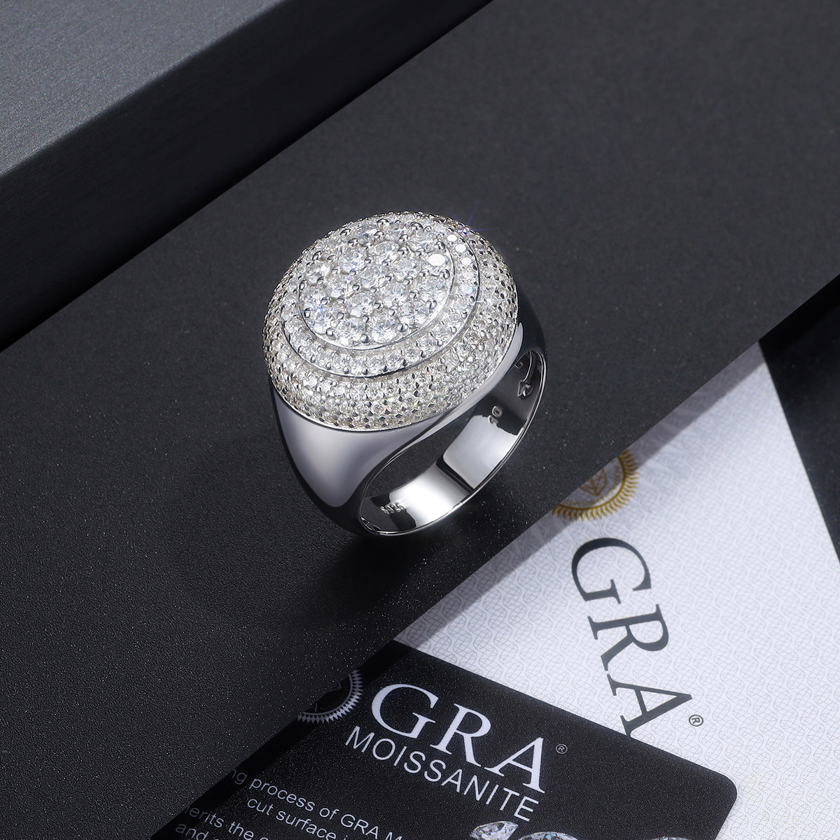 Men's Luxury And Fashionable Light Luxury Jewelry Silver Ring S925 Silver-plated Platinum Set With Top-quality Moissanite - Zentrova