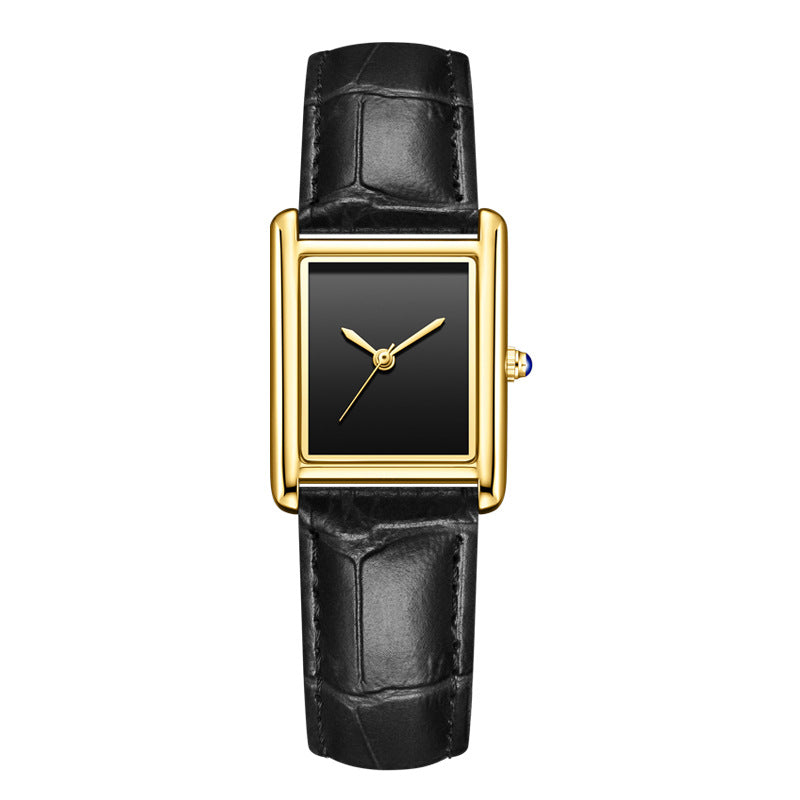 Couple Leather Watch Strap Simple Square Student's Watch Waterproof - Zentrova