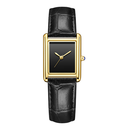 Couple Leather Watch Strap Simple Square Student's Watch Waterproof - Zentrova