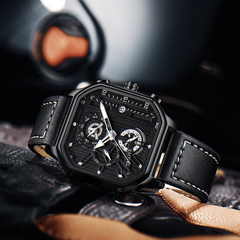 Men's Fashion Hollowed-out Waterproof Luminous Square Watch - Zentrova