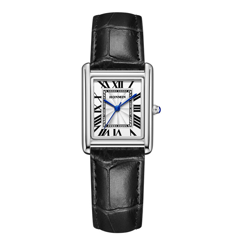 Couple Leather Watch Strap Simple Square Student's Watch Waterproof - Zentrova