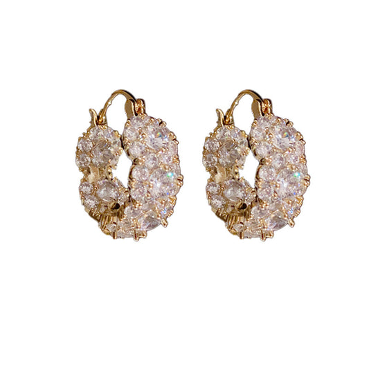 Stylish Zircon Round Hoop Earrings For Women - Zentrova