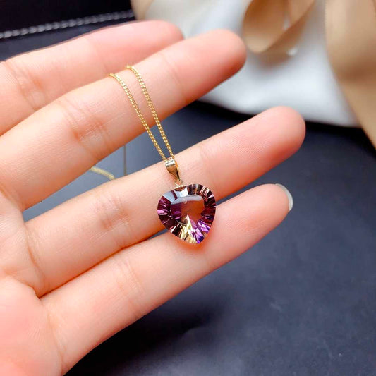 Fashion Amethyst Female Pendant Earring Set - Zentrova