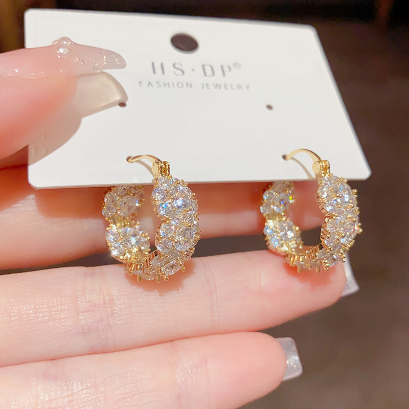 Stylish Zircon Round Hoop Earrings For Women - Zentrova