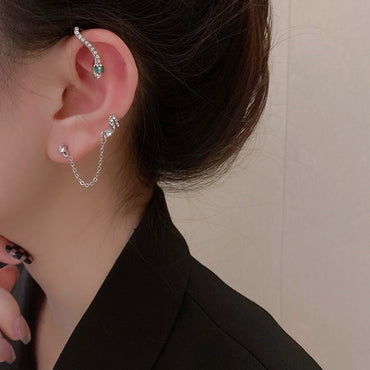 Sterling Silver Needle Snake-shaped Ear Hanging High-grade Integrated Ear Clip - Zentrova - Alternative View