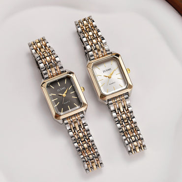 Square Meridian-Style Dial Fashionable Personalized Quartz Watch With Steel Band - Zentrova - Alternative View