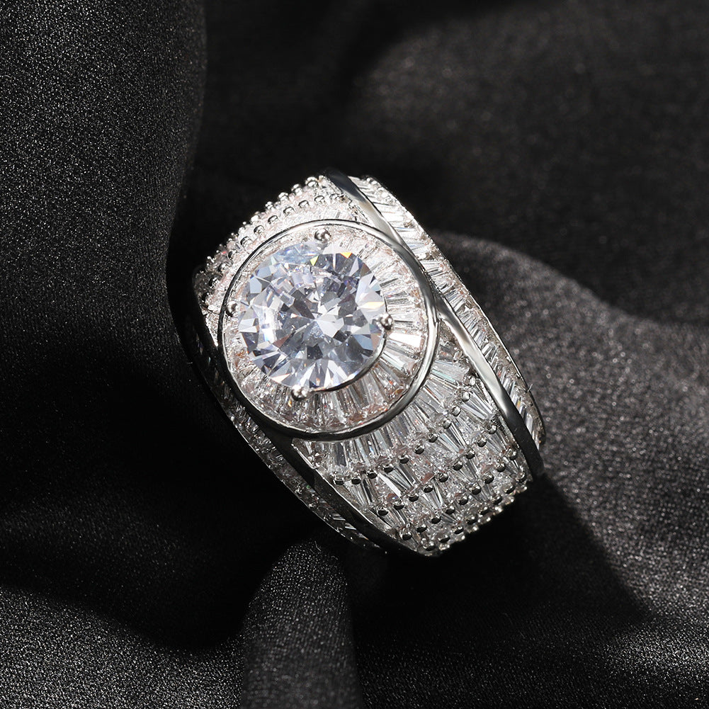 Copper Inlaid Zircon Men's Ring With Diamonds For Couples Rings - Zentrova