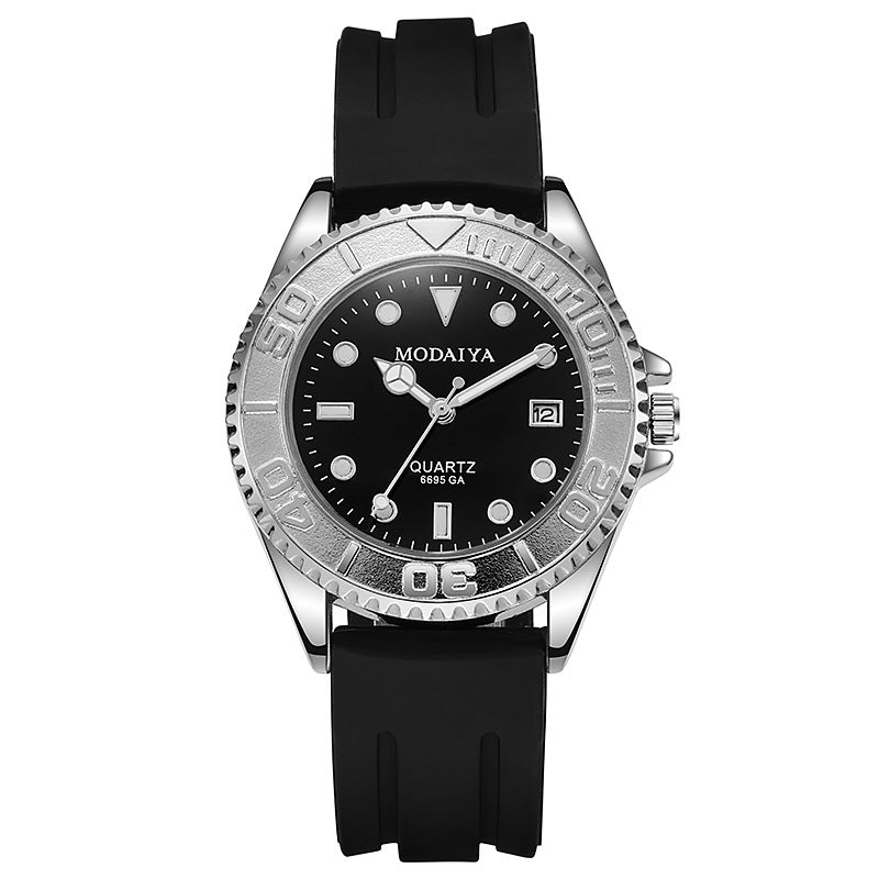 Silicone Steel Band Calendar Watch For Men Quartz Timepiece - Zentrova