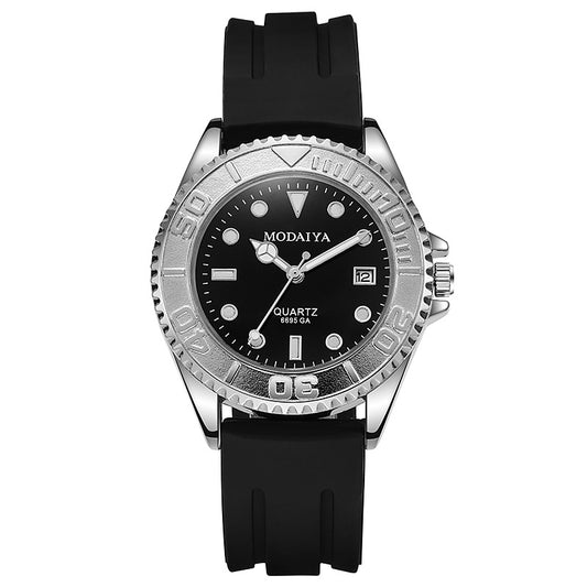 Silicone Steel Band Calendar Watch For Men Quartz Timepiece - Zentrova