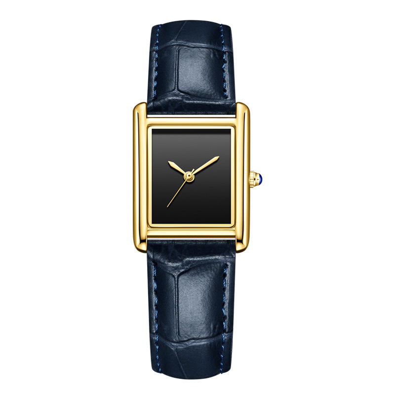 Couple Leather Watch Strap Simple Square Student's Watch Waterproof - Zentrova