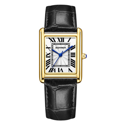 Couple Leather Watch Strap Simple Square Student's Watch Waterproof - Zentrova