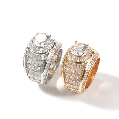 Copper Inlaid Zircon Men's Ring With Diamonds For Couples Rings - Zentrova