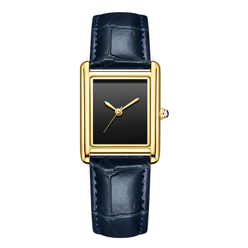 Couple Leather Watch Strap Simple Square Student's Watch Waterproof - Zentrova