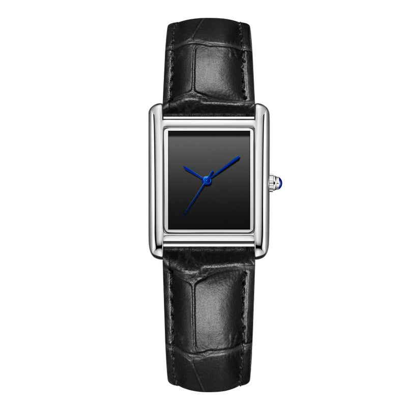 Couple Leather Watch Strap Simple Square Student's Watch Waterproof - Zentrova