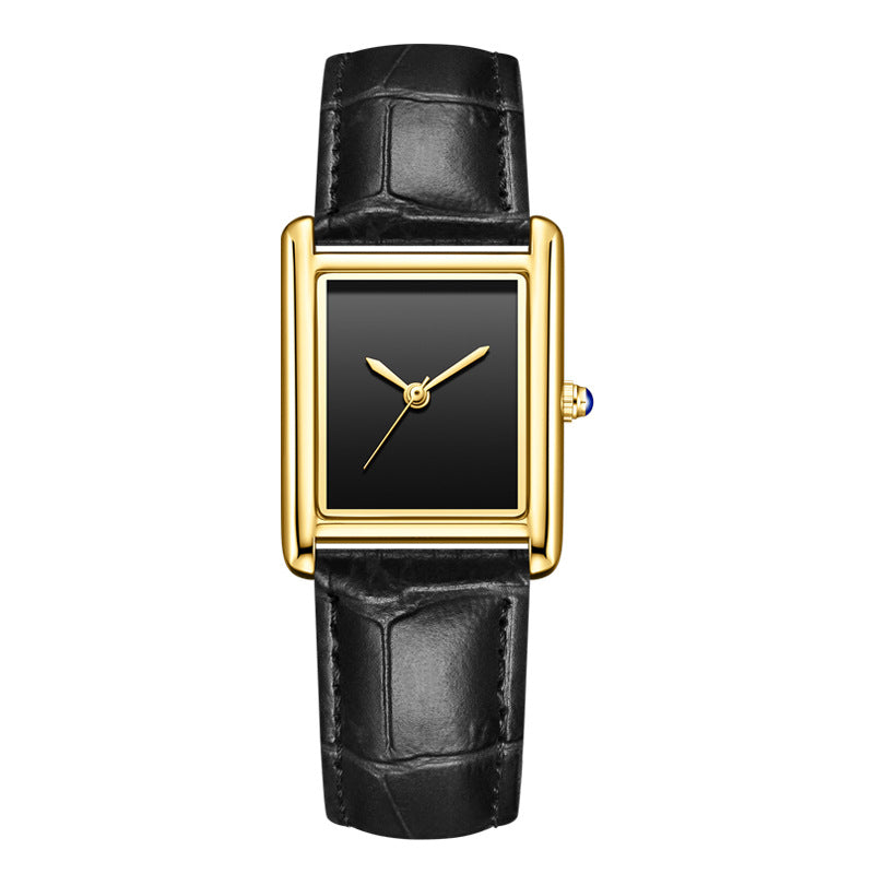 Couple Leather Watch Strap Simple Square Student's Watch Waterproof - Zentrova