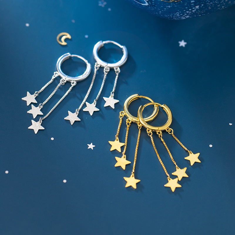 Fringed star pentagram earrings - Zentrova