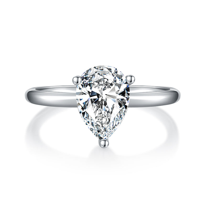 Pear-shaped Moissanite Set With Top-quality Moissanite Luxury And Fashionable Light Luxury Jewelry Silver Ring S925 Silver Electroplated With Platinum - Zentrova