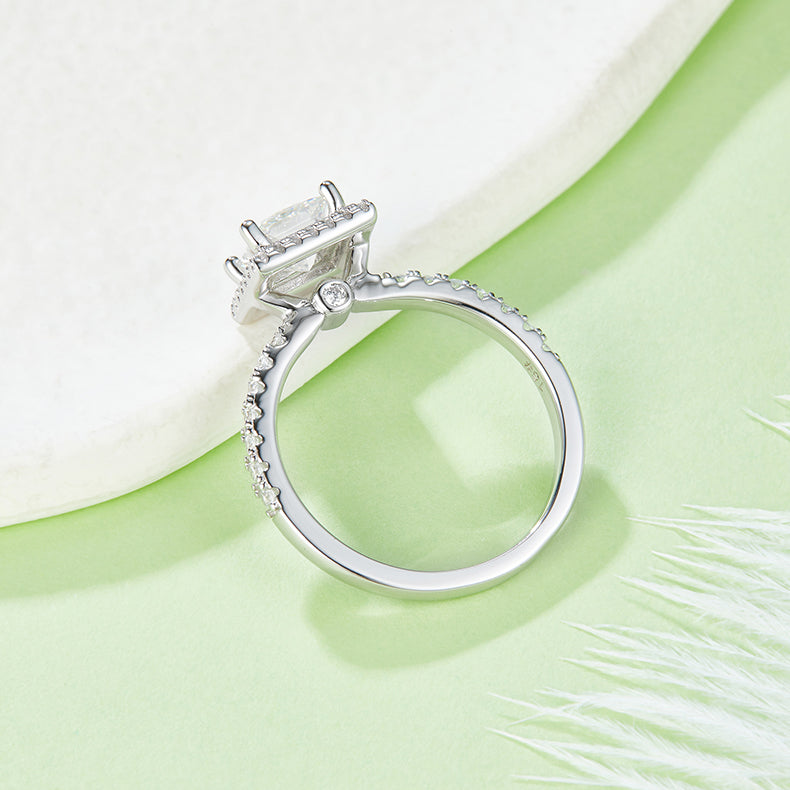 Square Moissanite Set With Top-quality Moissanite Luxury And Fashionable Light Luxury Jewelry Silver Ring S925 Silver Electroplated With Platinum - Zentrova