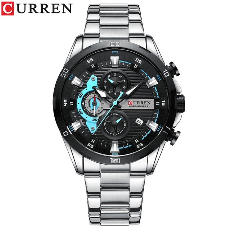 Mens Six-Hand Steel-Strap Motorcycle Watch - Zentrova