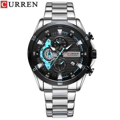 Mens Six-Hand Steel-Strap Motorcycle Watch - Zentrova