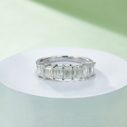 A Luxurious And Fashionable Light Luxury Jewelry Silver Ring Set With Top-quality Moissanite, S925 Silver Plated With Platinum - Zentrova