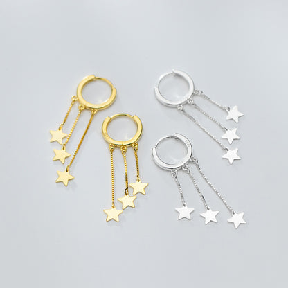Fringed star pentagram earrings - Zentrova