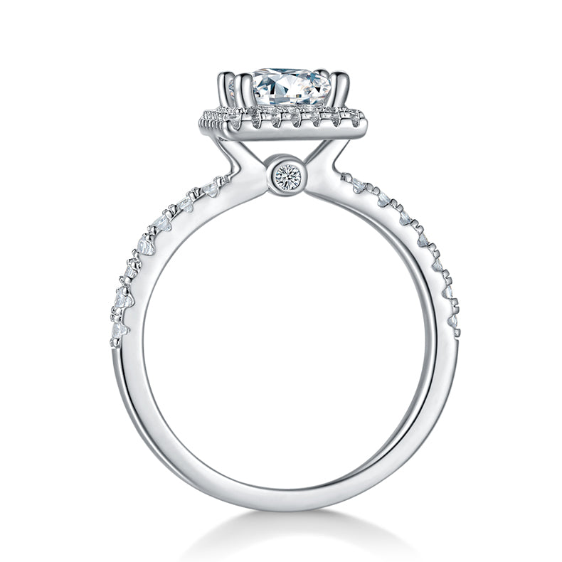 Square Moissanite Set With Top-quality Moissanite Luxury And Fashionable Light Luxury Jewelry Silver Ring S925 Silver Electroplated With Platinum - Zentrova