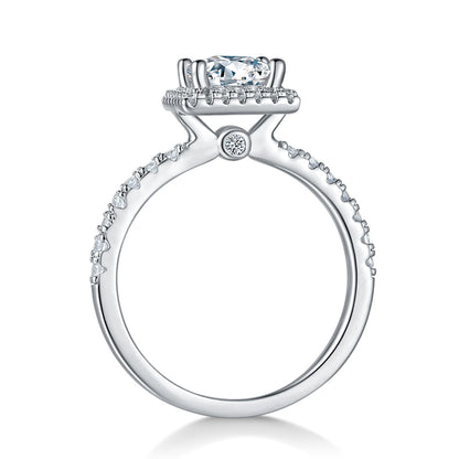 Square Moissanite Set With Top-quality Moissanite Luxury And Fashionable Light Luxury Jewelry Silver Ring S925 Silver Electroplated With Platinum - Zentrova