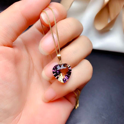 Fashion Amethyst Female Pendant Earring Set - Zentrova