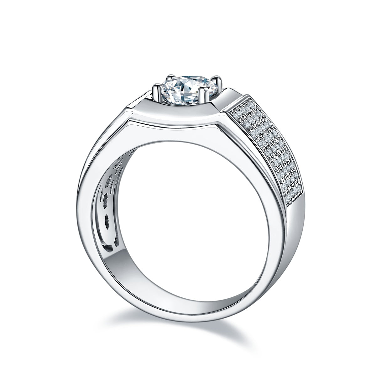 Men's 1-carat Luxury And Fashionable Light Luxury Jewelry Silver Ring Set With Top-quality Moissanite, S925 Silver-plated Platinum - Zentrova
