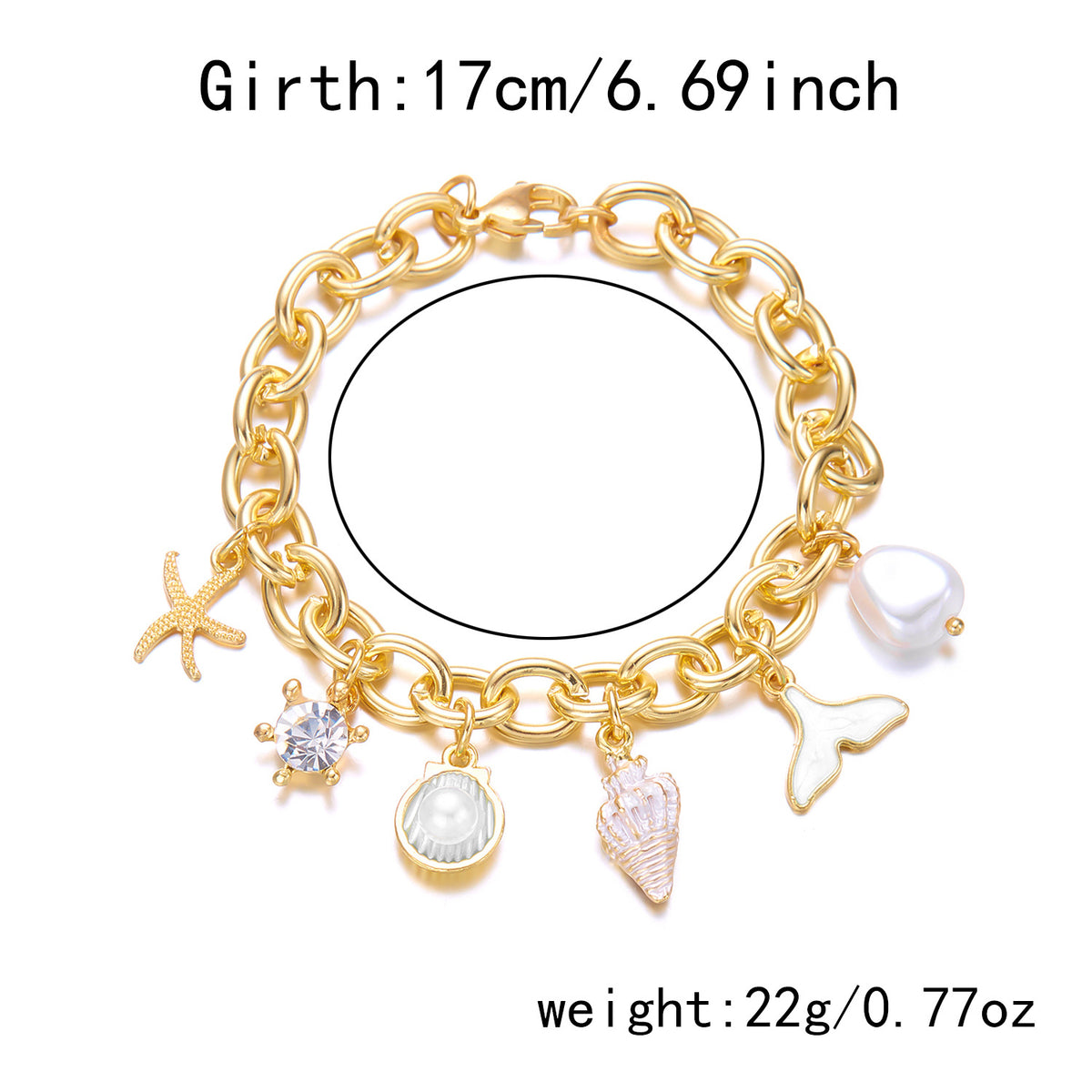 Women's Fashion Starfish Pearl Shell Fishtail Multi-pendant Necklace Bracelet - Zentrova