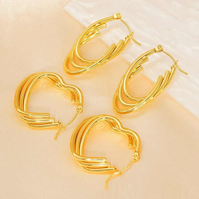 Love Butterfly Multi-layer Line Irregular Ear Studs - Zentrova