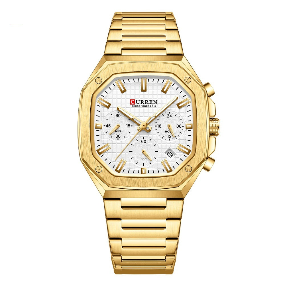 Men's Six-pin Calendar Business Steel Belt Watch - Zentrova